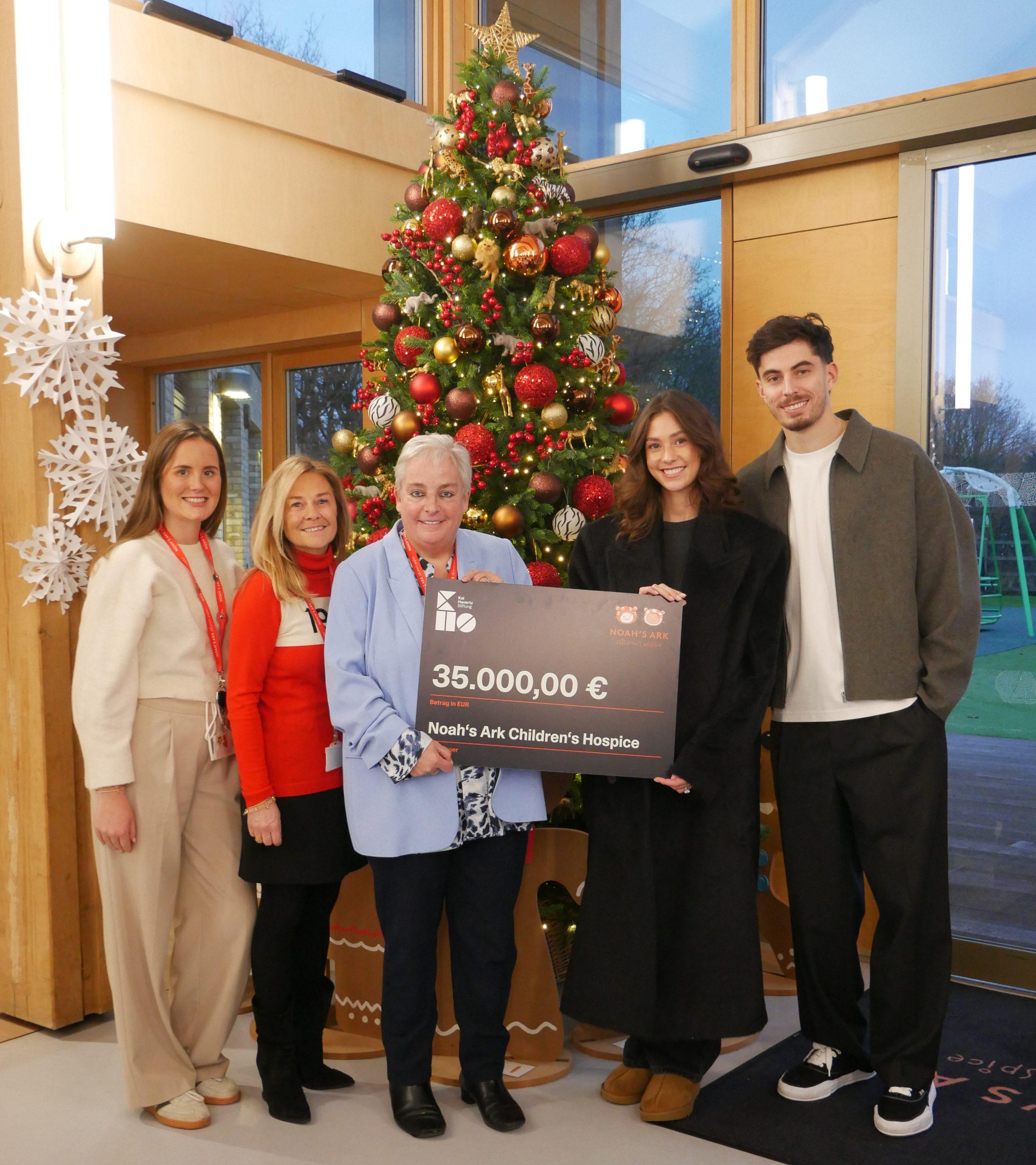 Kai Havertz Foundation present cheque to Noah's Ark